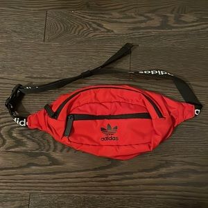 Adidas Red Double Zip Trefoil Waist Bag